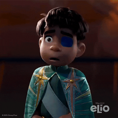 a close up of a disney pixar elio character