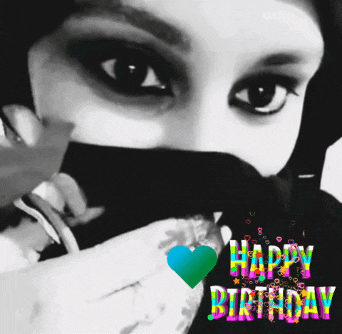 a black and white photo of a woman with the words happy birthday on the bottom right
