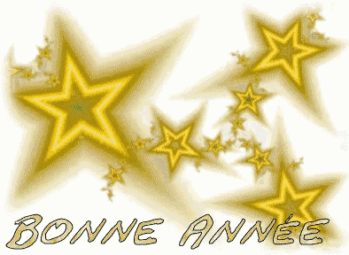 a greeting card with green stars and the words " bonne annee "