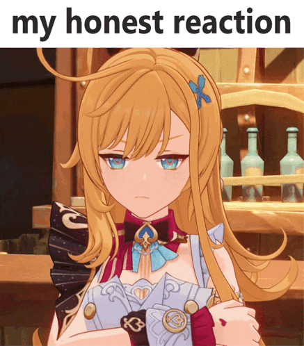 a picture of a girl with the words " my honest reaction " on top