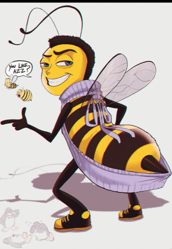 a drawing of a bee with the words " you like azz " on the bottom