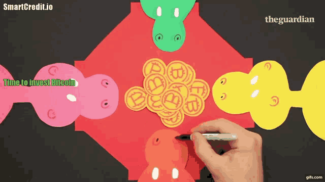 a person is drawing a picture of a fish with the words time to invest bitcoin