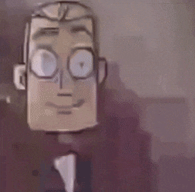 a cartoon of a man in a tuxedo with his mouth open .