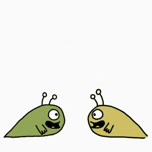 a drawing of two worms with a red heart in the middle