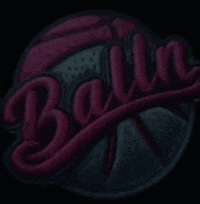 a neon sign of a basketball with the word ball on it