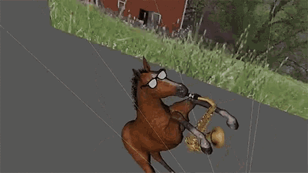 a horse wearing sunglasses is laying on its back