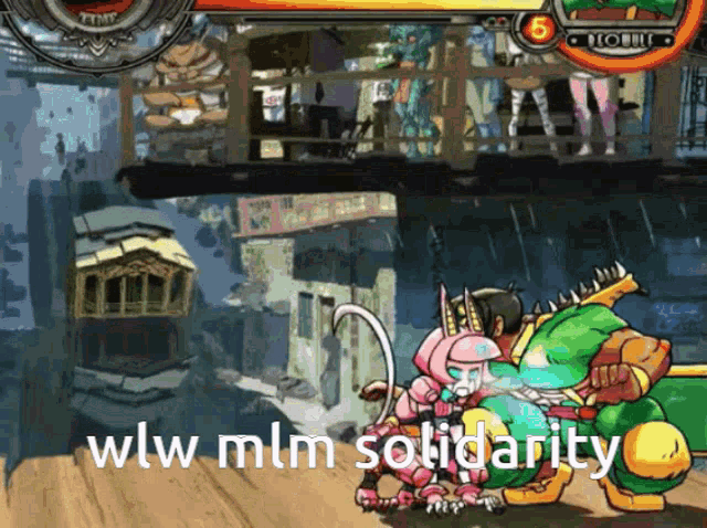 a video game scene with the words wlw mln solidarity on the bottom