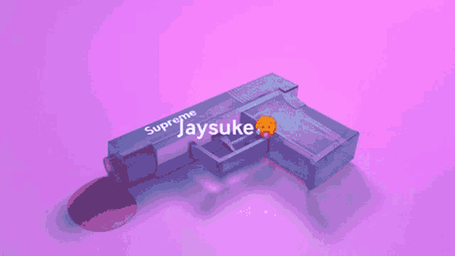 a purple background with a supreme jaysuke gun