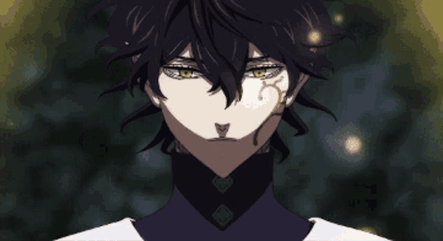 a close up of a anime character with a bloody face