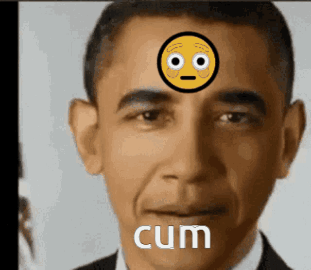 a picture of barack obama with a smiley face on his forehead and the word cum below it