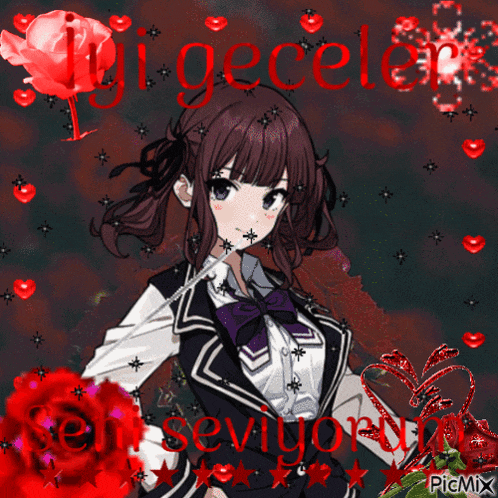 a picture of a girl with the words iyi geceler written above her