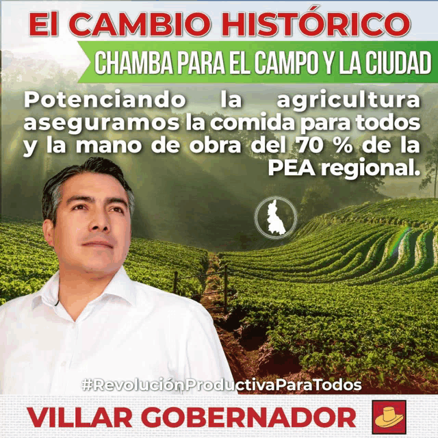a poster for villar gobernador with a man in a white shirt