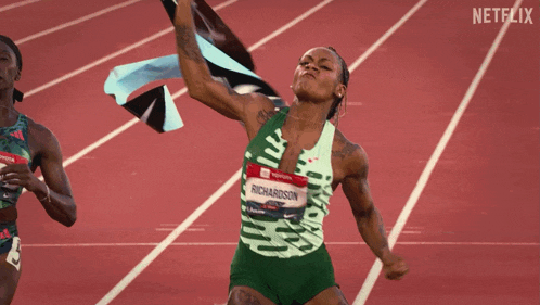 a runner on a track with the word netflix in the corner