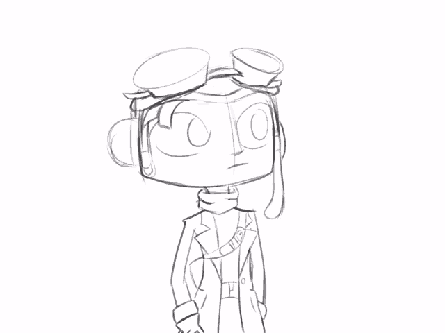 a black and white drawing of a cartoon character wearing headphones