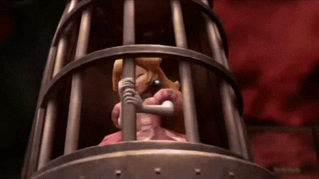 a cartoon of princess peach is in a cage