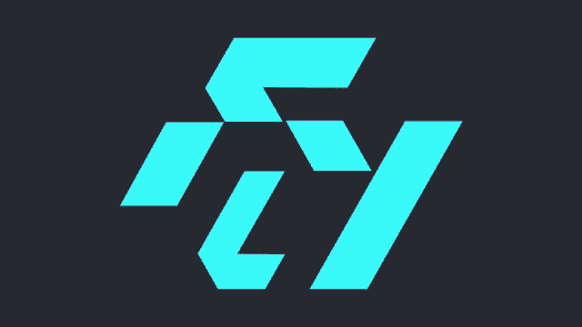 a blue lightning bolt with the letter f in the center