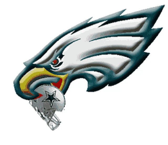 a drawing of an eagle with a cowboys logo in its mouth