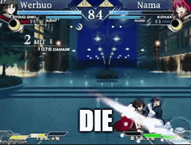 a screenshot of a video game with the words die on the bottom