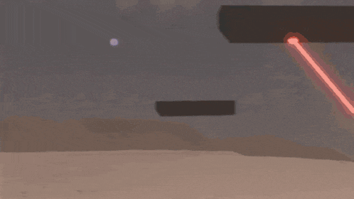 a computer generated image of a red laser beam coming out of the ground