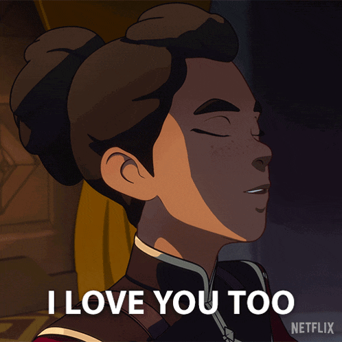 a cartoon of a girl saying i love you too by netflix