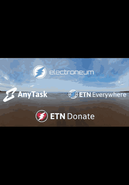 a beach with the words any task etn everywhere and etn donate