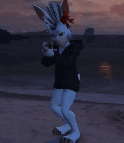a person dressed as a bunny is holding a light in his hand