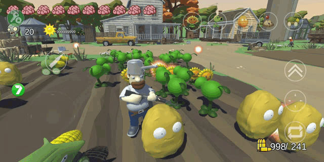 a screenshot of a video game shows a man surrounded by green plants