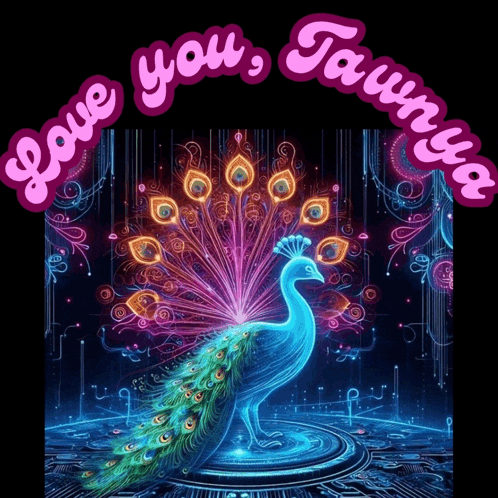 a picture of a peacock with the words love you taunga written above it