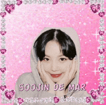 a picture of a girl with the name soojin de mar written on it
