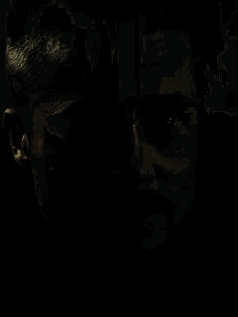 a close up of a man 's face with the words you 're just letting yourself become above it