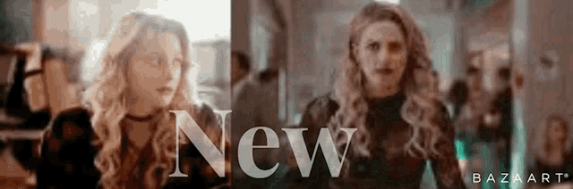 a woman is standing in front of a mirror with the word new written above her