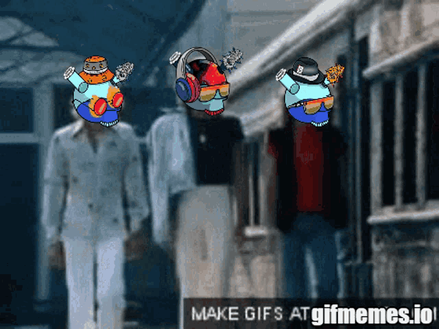 a gif of a man walking with a sign that says " make gifs at gifmemes.io "