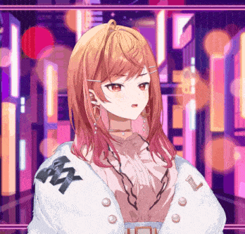 a girl with red hair is wearing a white coat with the letter l on it