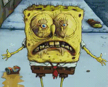 a drawing of spongebob with a very ugly face