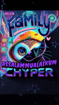 a family hyper poster with a cat wearing a motorcycle helmet