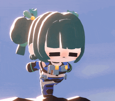a cartoon character with green hair and a ponytail is running