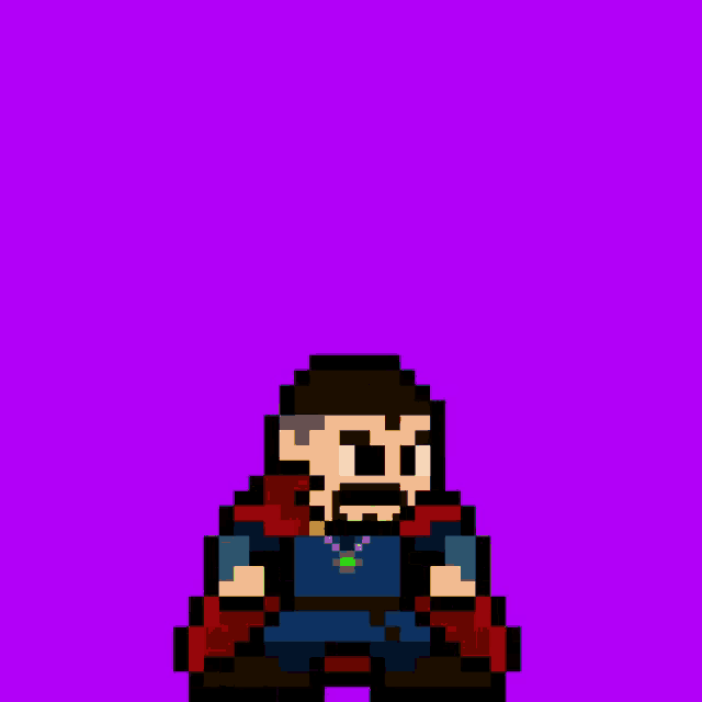 a pixel art of doctor strange standing in a circle