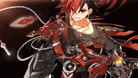 an anime character with red hair and a sword