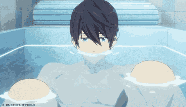a man in a bathtub with shingeki-no-feels written on the bottom of the image