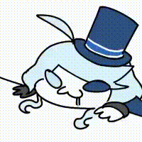 a cartoon character is wearing a top hat and tie .