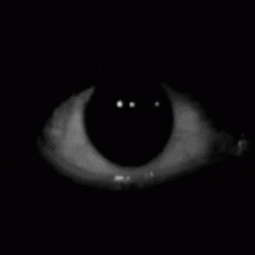a close up of a person 's eye in the dark with a black background .