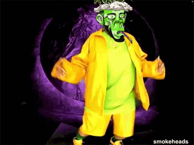 a cartoon character with smokeheads written on the bottom of the image