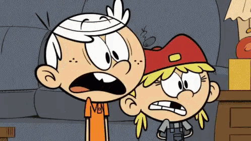 lincoln and lana from the loud house are standing next to each other with their mouths open