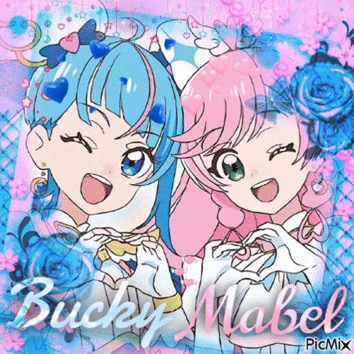 a picture of two anime girls with the name bucky mabel