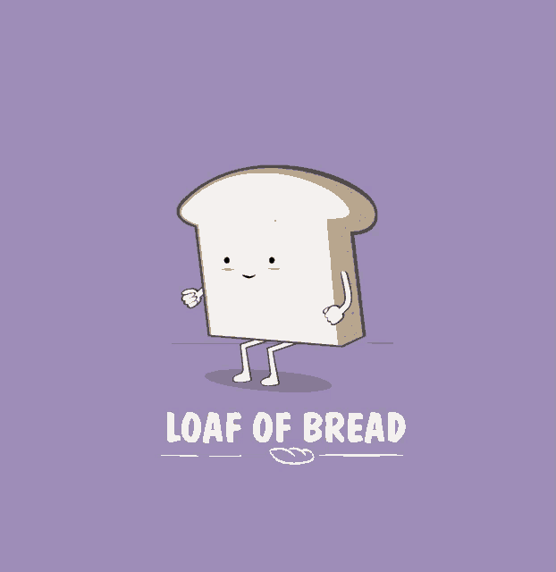 a cartoon drawing of a loaf of bread with arms and legs