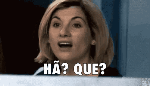 a close up of a woman 's face with the words ha ? que written on it .