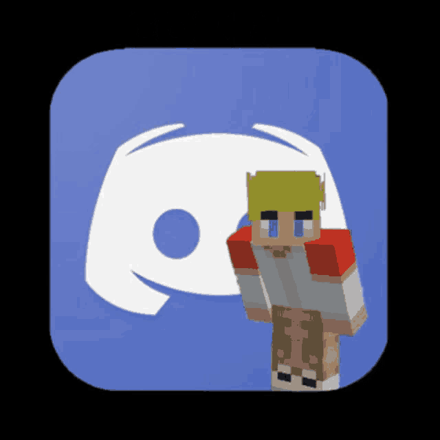 a minecraft character stands in front of a discord logo