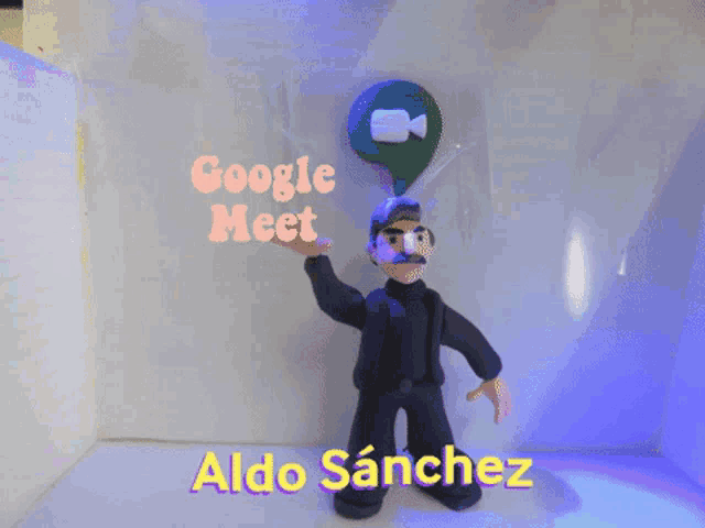 aldo sanchez is standing in front of a google meet logo