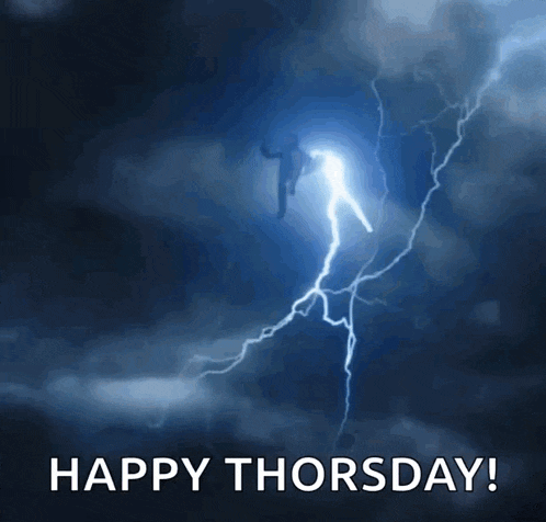 a picture of lightning with the words happy thursday written below it