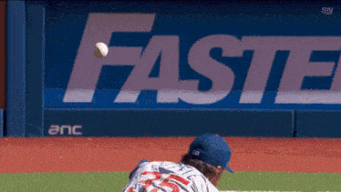 a fastena logo is behind a baseball player